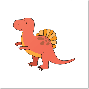 Cute baby red dinosaur Posters and Art